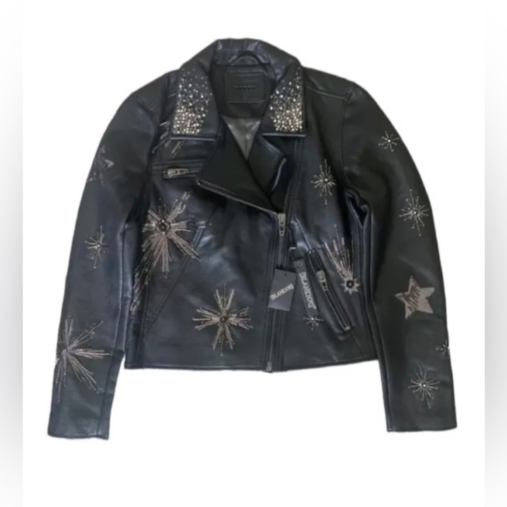 Blank NYC Star Embellished Faux Leather Jacket